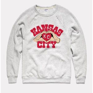 NEW Charlie Hustle KC Heart Hands Crewneck in Ash Grey